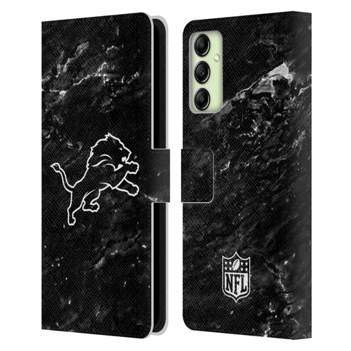 NFL Detroit Lions Artwork Marble Leather Book Wallet Case Cover For Samsung Galaxy A14 5G