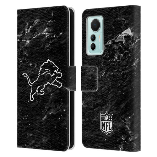 NFL Detroit Lions Artwork Marble Leather Book Wallet Case Cover For Xiaomi 12 Lite