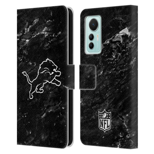 NFL Detroit Lions Artwork Marble Leather Book Wallet Case Cover For Xiaomi 12 Lite