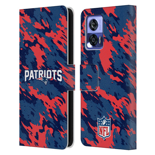 NFL New England Patriots Logo Camou Leather Book Wallet Case Cover For Motorola Edge 30 Neo 5G