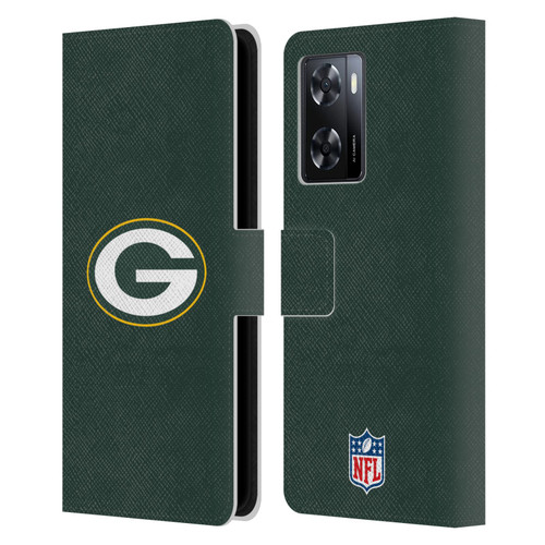 NFL Green Bay Packers Logo Plain Leather Book Wallet Case Cover For OPPO A57s