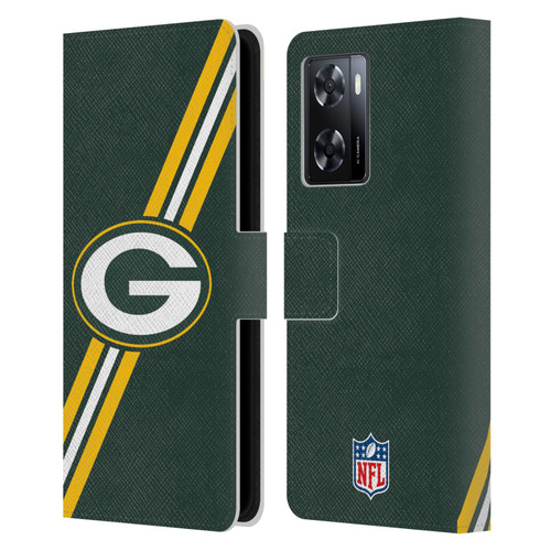 NFL Green Bay Packers Logo Stripes Leather Book Wallet Case Cover For OPPO A57s