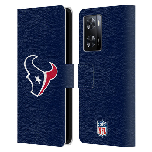 NFL Houston Texans Logo Plain Leather Book Wallet Case Cover For OPPO A57s