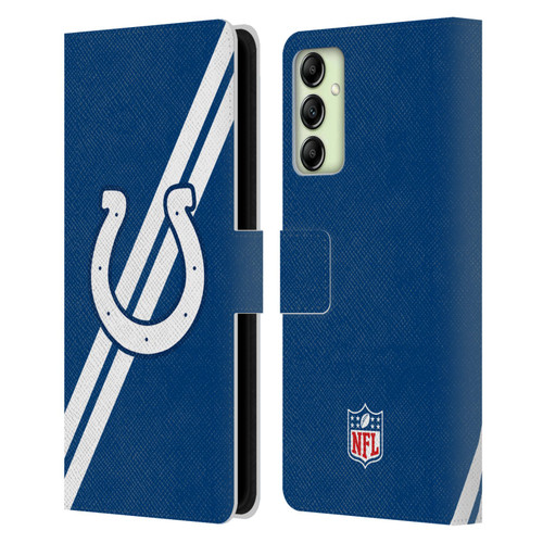 NFL Indianapolis Colts Logo Stripes Leather Book Wallet Case Cover For Samsung Galaxy A14 5G
