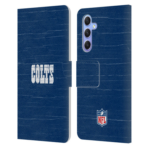 NFL Indianapolis Colts Logo Distressed Look Leather Book Wallet Case Cover For Samsung Galaxy A34 5G