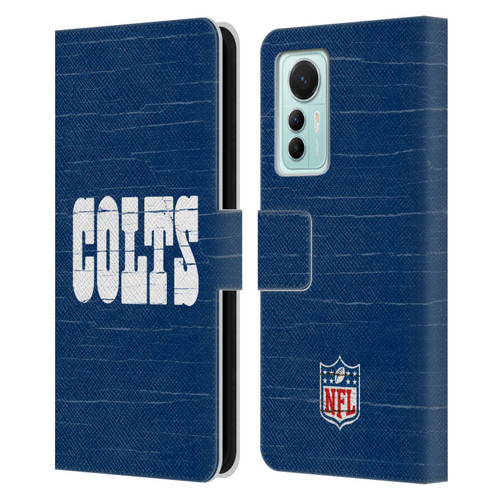 NFL Indianapolis Colts Logo Distressed Look Leather Book Wallet Case Cover For Xiaomi 12 Lite