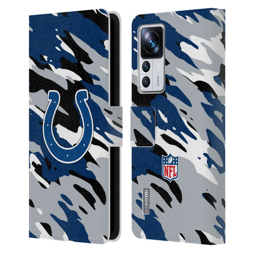 NFL Indianapolis Colts Logo Camou Leather Book Wallet Case Cover For Xiaomi 12T Pro