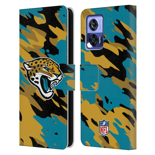 NFL Jacksonville Jaguars Logo Camou Leather Book Wallet Case Cover For Motorola Edge 30 Neo 5G