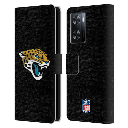 NFL Jacksonville Jaguars Logo Plain Leather Book Wallet Case Cover For OPPO A57s