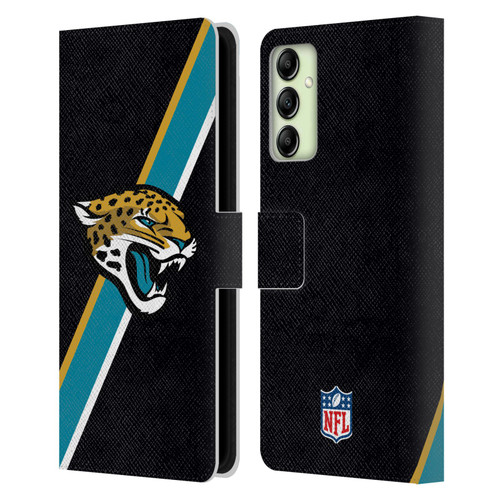 NFL Jacksonville Jaguars Logo Stripes Leather Book Wallet Case Cover For Samsung Galaxy A14 5G