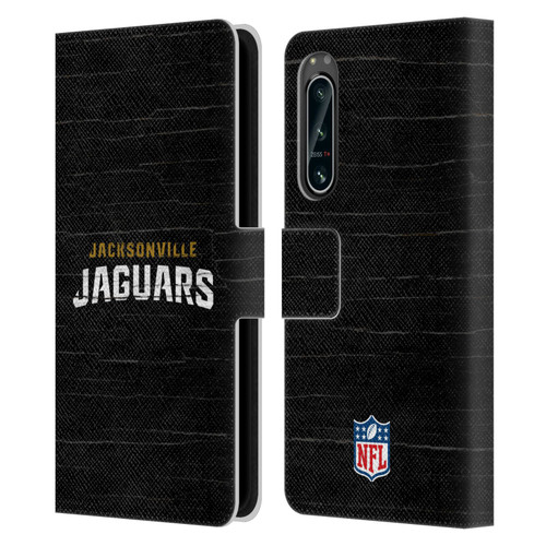 NFL Jacksonville Jaguars Logo Distressed Look Leather Book Wallet Case Cover For Sony Xperia 5 IV