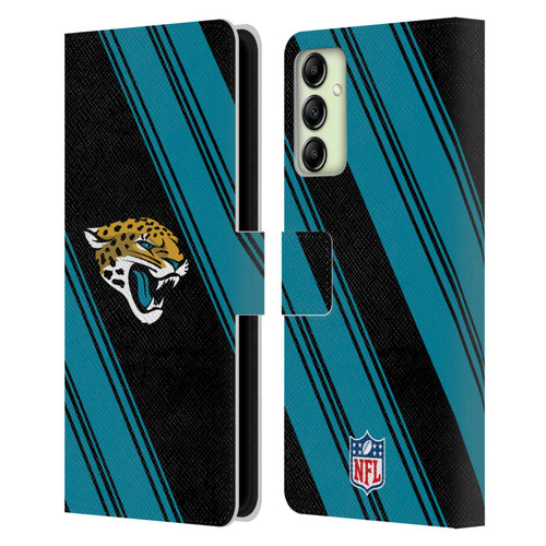 NFL Jacksonville Jaguars Artwork Stripes Leather Book Wallet Case Cover For Samsung Galaxy A14 5G