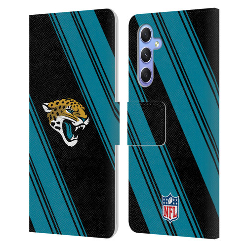 NFL Jacksonville Jaguars Artwork Stripes Leather Book Wallet Case Cover For Samsung Galaxy A34 5G