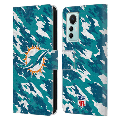 NFL Miami Dolphins Logo Camou Leather Book Wallet Case Cover For Xiaomi 12 Lite