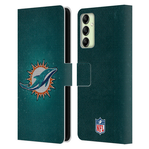 NFL Miami Dolphins Artwork LED Leather Book Wallet Case Cover For Samsung Galaxy A14 5G