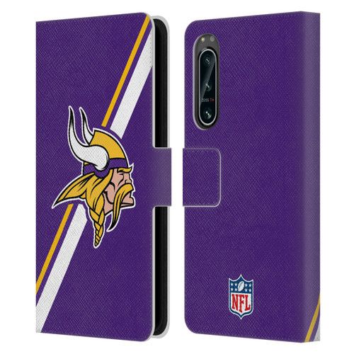 NFL Minnesota Vikings Logo Stripes Leather Book Wallet Case Cover For Sony Xperia 5 IV