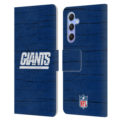 NFL New York Giants Logo Distressed Look Leather Book Wallet Case Cover For Samsung Galaxy A34 5G
