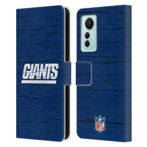 NFL New York Giants Logo Distressed Look Leather Book Wallet Case Cover For Xiaomi 12 Lite
