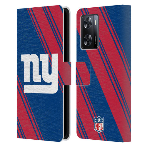 NFL New York Giants Artwork Stripes Leather Book Wallet Case Cover For OPPO A57s
