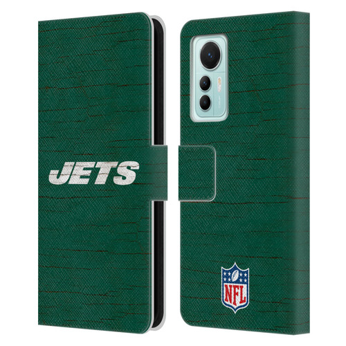 NFL New York Jets Logo Distressed Look Leather Book Wallet Case Cover For Xiaomi 12 Lite