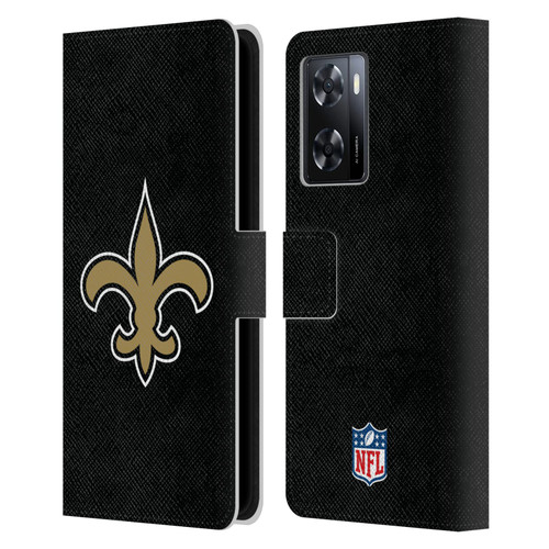 NFL New Orleans Saints Logo Plain Leather Book Wallet Case Cover For OPPO A57s