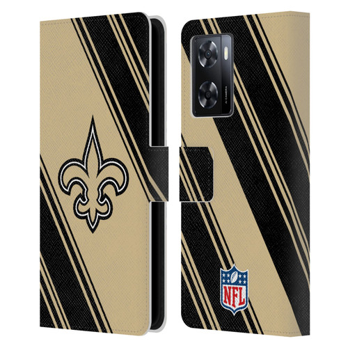 NFL New Orleans Saints Artwork Stripes Leather Book Wallet Case Cover For OPPO A57s