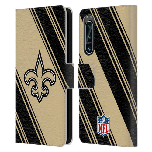 NFL New Orleans Saints Artwork Stripes Leather Book Wallet Case Cover For Sony Xperia 5 IV