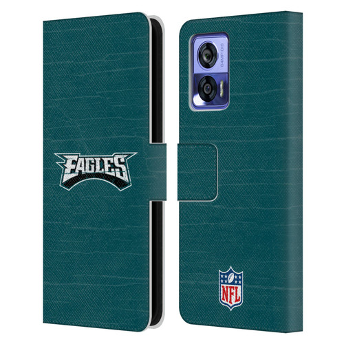 NFL Philadelphia Eagles Logo Distressed Look Leather Book Wallet Case Cover For Motorola Edge 30 Neo 5G