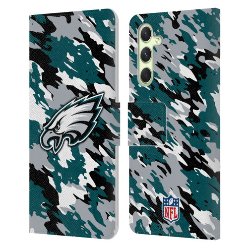 NFL Philadelphia Eagles Logo Camou Leather Book Wallet Case Cover For Samsung Galaxy A54 5G