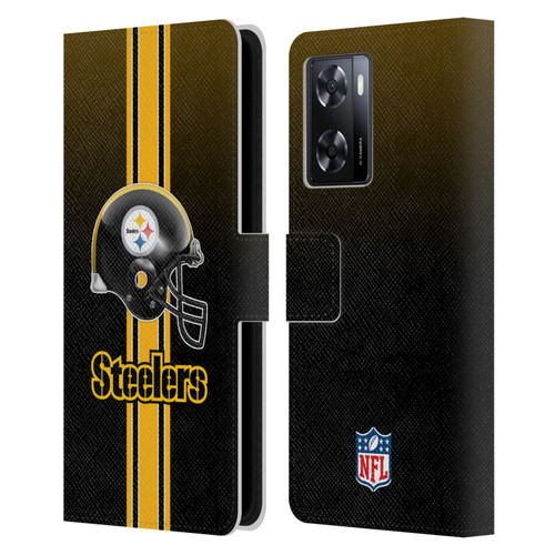 NFL Pittsburgh Steelers Logo Helmet Leather Book Wallet Case Cover For OPPO A57s