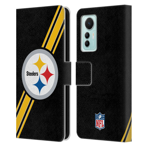 NFL Pittsburgh Steelers Logo Stripes Leather Book Wallet Case Cover For Xiaomi 12 Lite