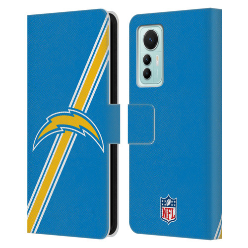 NFL Los Angeles Chargers Logo Stripes Leather Book Wallet Case Cover For Xiaomi 12 Lite