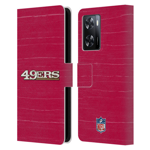NFL San Francisco 49Ers Logo Distressed Look Leather Book Wallet Case Cover For OPPO A57s