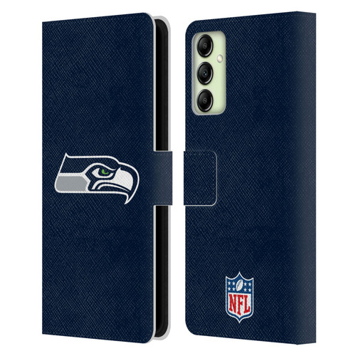 NFL Seattle Seahawks Logo Plain Leather Book Wallet Case Cover For Samsung Galaxy A14 5G