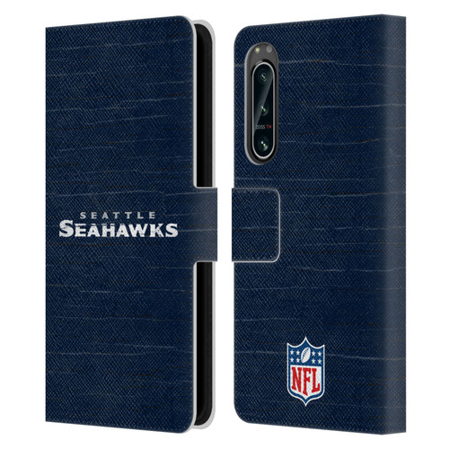 NFL Seattle Seahawks Logo Distressed Look Leather Book Wallet Case Cover For Sony Xperia 5 IV