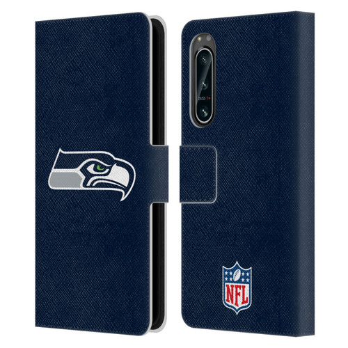 NFL Seattle Seahawks Logo Plain Leather Book Wallet Case Cover For Sony Xperia 5 IV