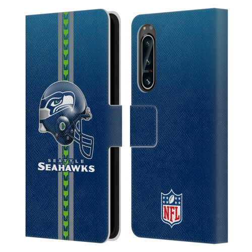 NFL Seattle Seahawks Logo Helmet Leather Book Wallet Case Cover For Sony Xperia 5 IV