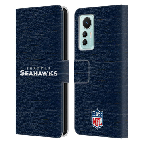 NFL Seattle Seahawks Logo Distressed Look Leather Book Wallet Case Cover For Xiaomi 12 Lite