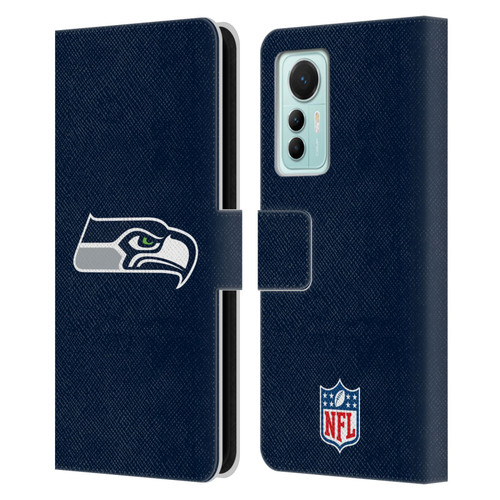 NFL Seattle Seahawks Logo Plain Leather Book Wallet Case Cover For Xiaomi 12 Lite