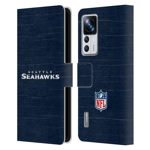 NFL Seattle Seahawks Logo Distressed Look Leather Book Wallet Case Cover For Xiaomi 12T Pro
