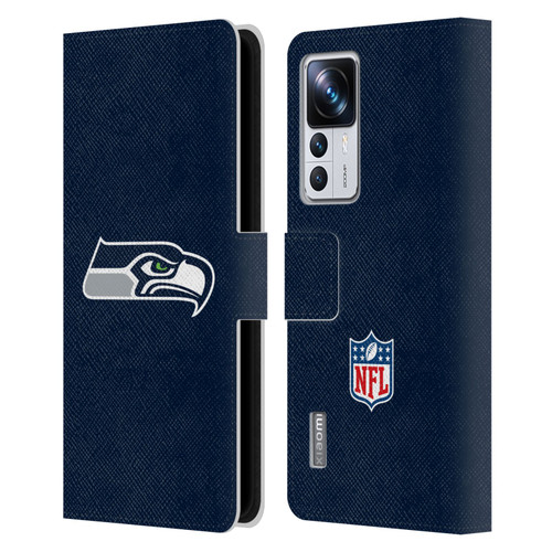 NFL Seattle Seahawks Logo Plain Leather Book Wallet Case Cover For Xiaomi 12T Pro