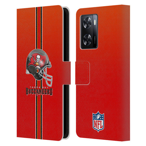 NFL Tampa Bay Buccaneers Logo Helmet Leather Book Wallet Case Cover For OPPO A57s