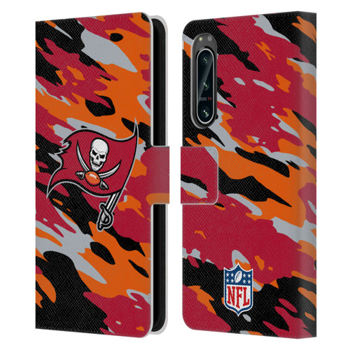 NFL Tampa Bay Buccaneers Logo Camou Leather Book Wallet Case Cover For Sony Xperia 5 IV