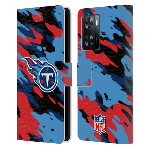 NFL Tennessee Titans Logo Camou Leather Book Wallet Case Cover For OPPO A57s