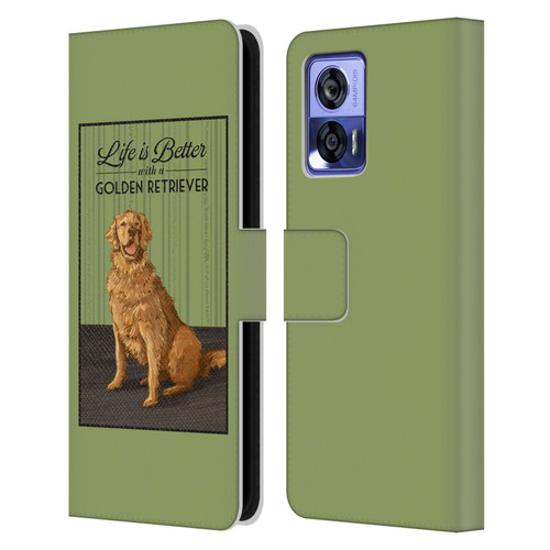 Lantern Press Dog Collection Life Is Better With A Golden Retriever Leather Book Wallet Case Cover For Motorola Edge 30 Neo 5G
