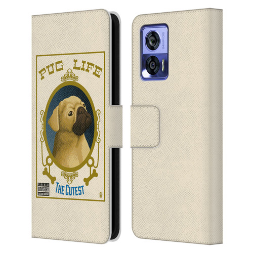 Lantern Press Dog Collection Pug Life Leather Book Wallet Case Cover For Motorola Edge 30 Neo 5G