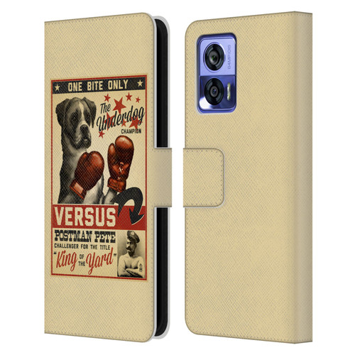 Lantern Press Dog Collection Versus Leather Book Wallet Case Cover For Motorola Edge 30 Neo 5G