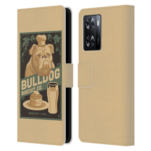 Lantern Press Dog Collection Bulldog Leather Book Wallet Case Cover For OPPO A57s