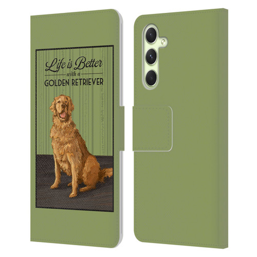 Lantern Press Dog Collection Life Is Better With A Golden Retriever Leather Book Wallet Case Cover For Samsung Galaxy A54 5G