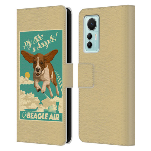 Lantern Press Dog Collection Fly Like A Beagle Leather Book Wallet Case Cover For Xiaomi 12 Lite